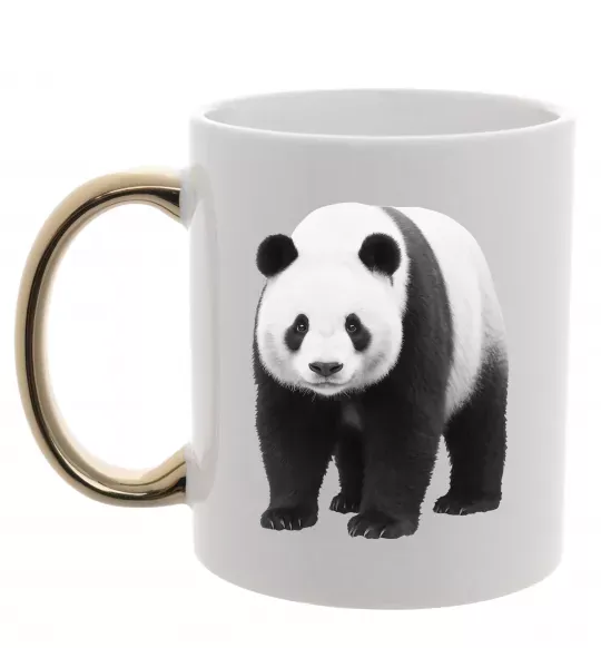 Чашка с цветной ручкой Панда повний зріст Золото фото
