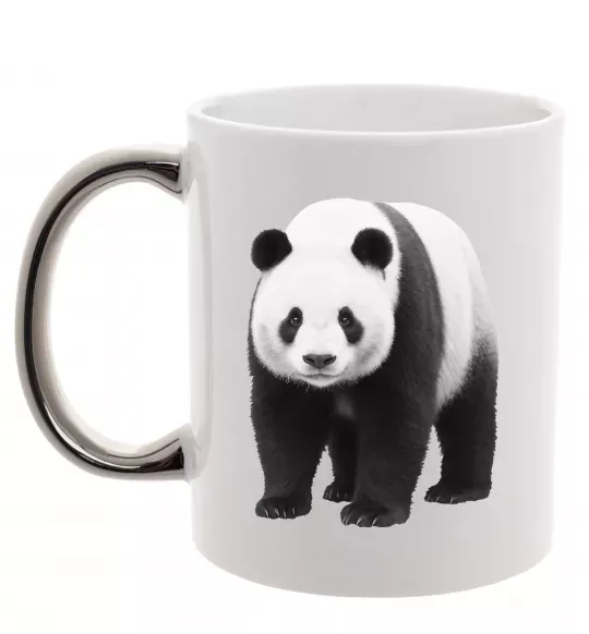 Чашка с цветной ручкой Панда повний зріст Серебро фото