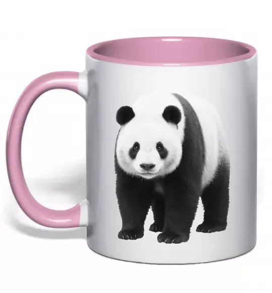 Чашка с цветной ручкой Панда повний зріст Нежно розовый фото