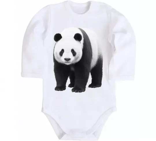 Дитячий бодік Панда повний зріст Білий фото