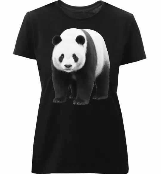 Женская премиум футболка Панда повний зріст Черный фото