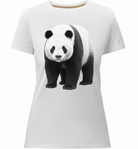 Женская премиум футболка Панда повний зріст Белый фото
