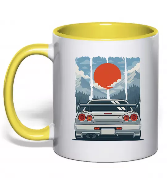 Чашка с цветной ручкой Car JDM Солнечно желтый фото