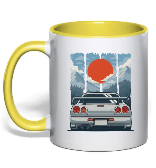 Чашка с цветной ручкой Car JDM Лимонный фото