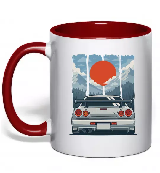 Чашка с цветной ручкой Car JDM Красный фото
