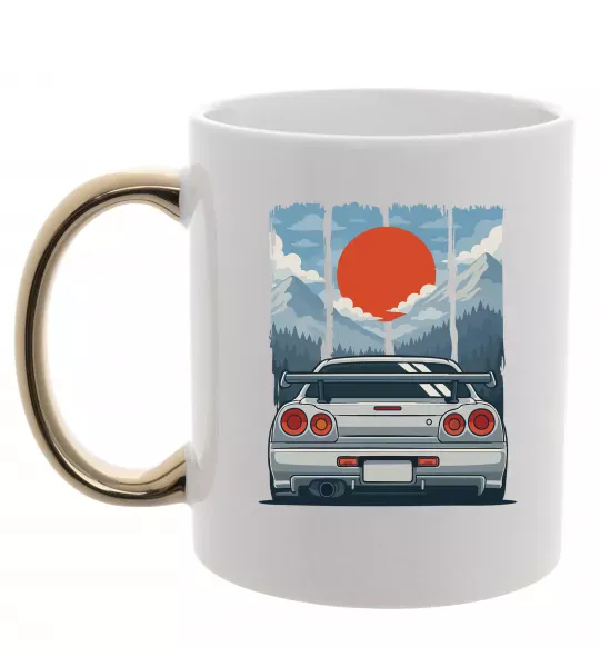 Чашка с цветной ручкой Car JDM Золото фото