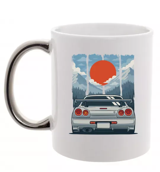 Чашка с цветной ручкой Car JDM Серебро фото