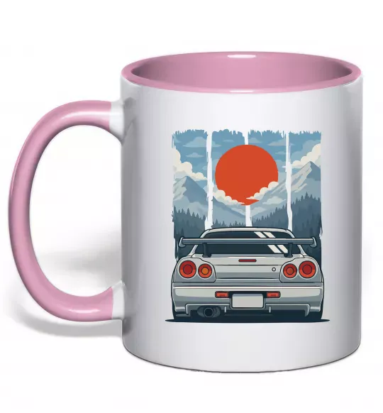 Чашка с цветной ручкой Car JDM Нежно розовый фото