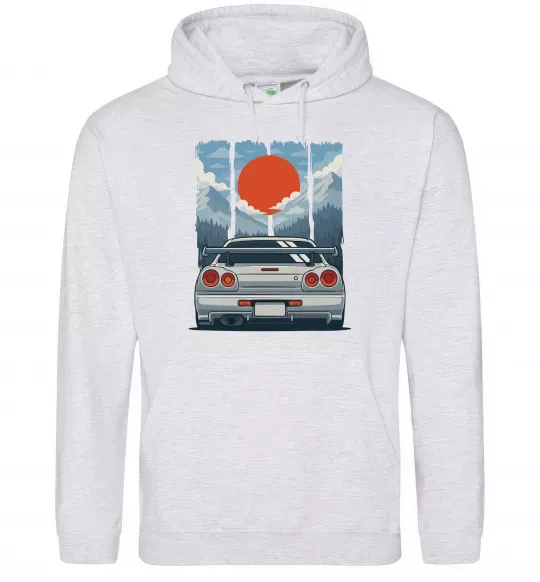 Мужская толстовка (худи) Car JDM Серый меланж фото