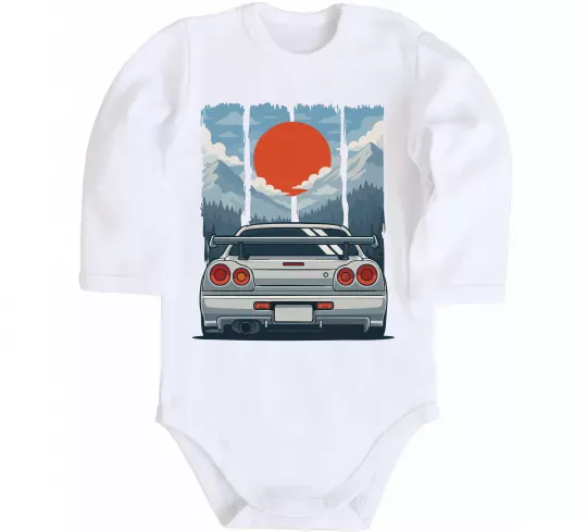 Дитячий бодік Car JDM Білий фото