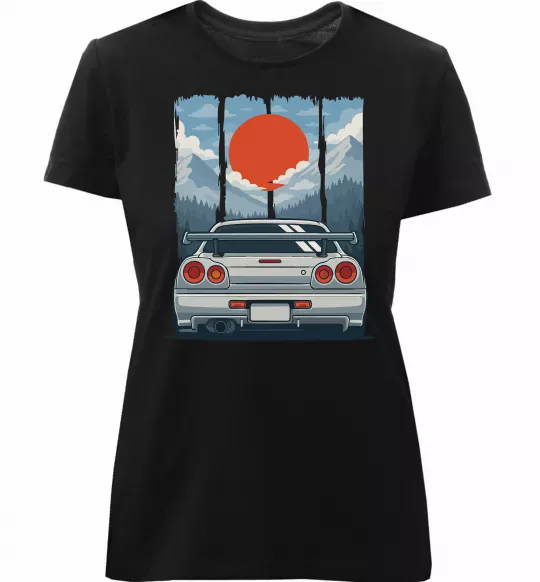 Женская премиум футболка Car JDM Черный фото