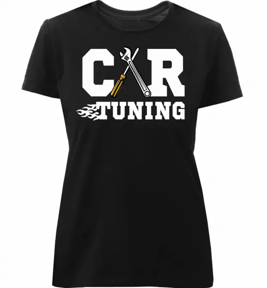 Женская премиум футболка Car tuning Черный фото