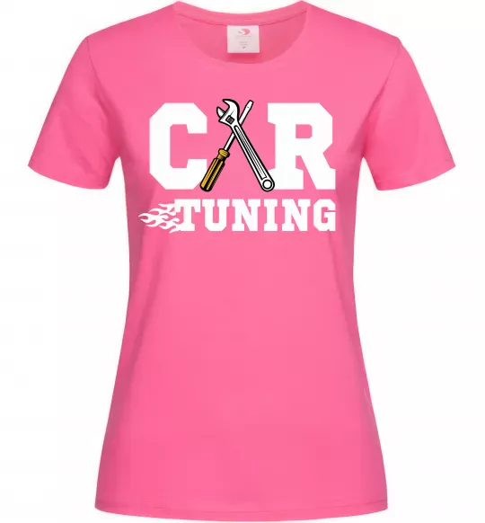 Жіноча футболка Car tuning Яскраво-рожевий фото