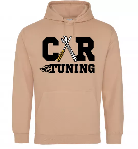 Мужская толстовка (худи) Car tuning Песочный фото