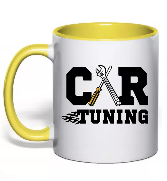 Чашка с цветной ручкой Car tuning Солнечно желтый фото