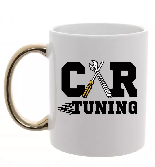 Чашка с цветной ручкой Car tuning Золото фото