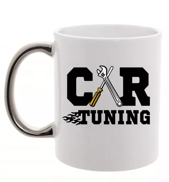 Чашка с цветной ручкой Car tuning Серебро фото