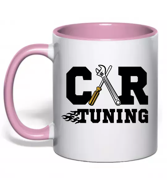 Чашка с цветной ручкой Car tuning Нежно розовый фото