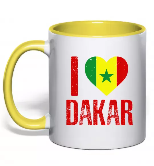 Чашка з кольоровою ручкою I love Dakar Сонячно жовтий фото