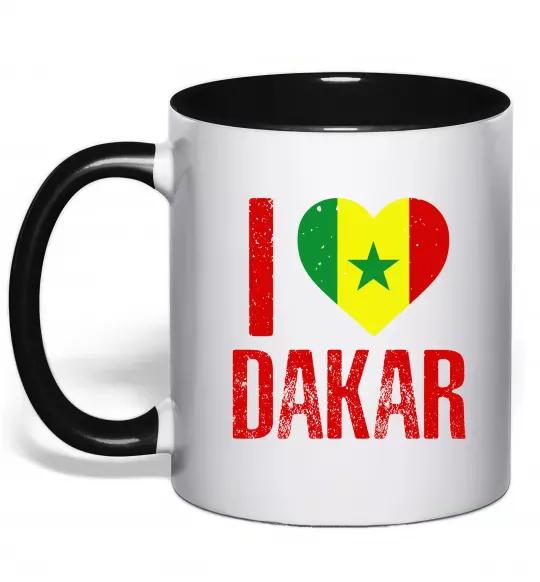 Чашка з кольоровою ручкою I love Dakar Чорний фото