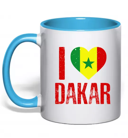 Чашка з кольоровою ручкою I love Dakar Блакитний фото