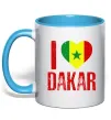 Чашка з кольоровою ручкою I love Dakar Блакитний фото