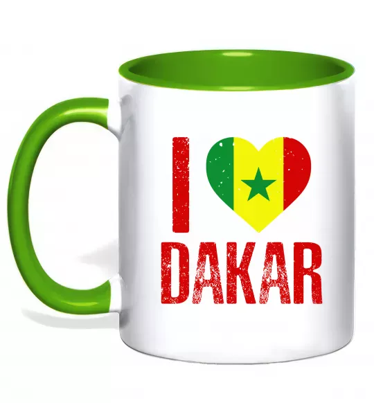 Чашка з кольоровою ручкою I love Dakar Зелений фото
