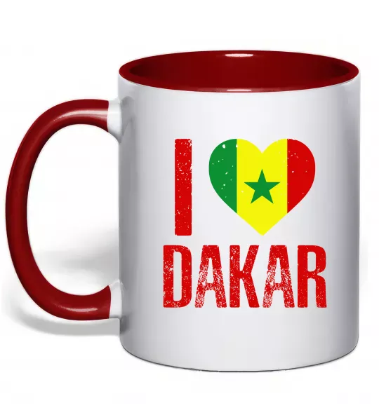 Чашка з кольоровою ручкою I love Dakar Червоний фото