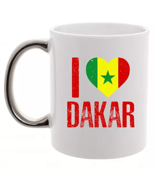 Чашка з кольоровою ручкою I love Dakar Срібло фото