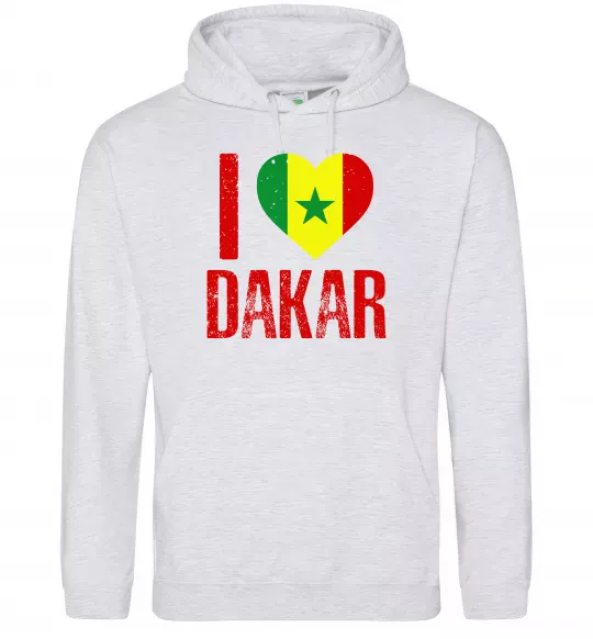 Мужская толстовка (худи) I love Dakar Серый меланж фото