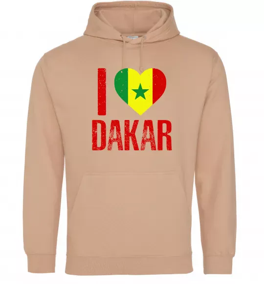 Мужская толстовка (худи) I love Dakar Песочный фото