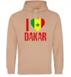 Мужская толстовка (худи) I love Dakar Песочный фото