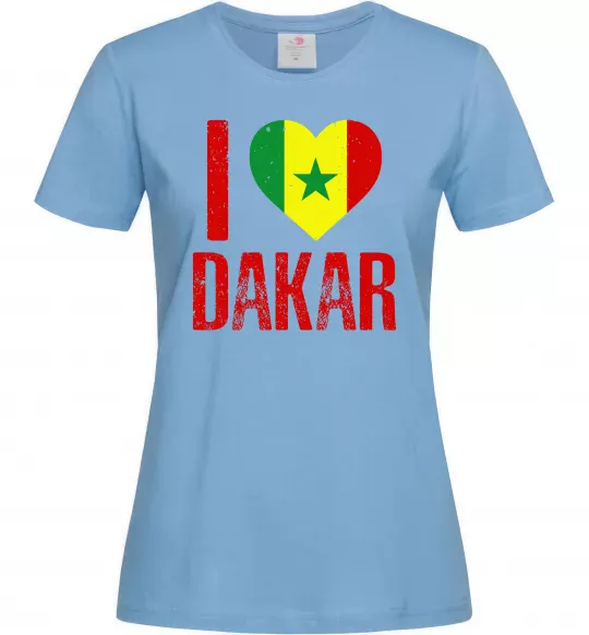 Жіноча футболка I love Dakar Блакитний фото