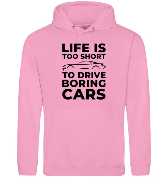Мужская толстовка (худи) Life is to short to drive boring cars Розовый фото