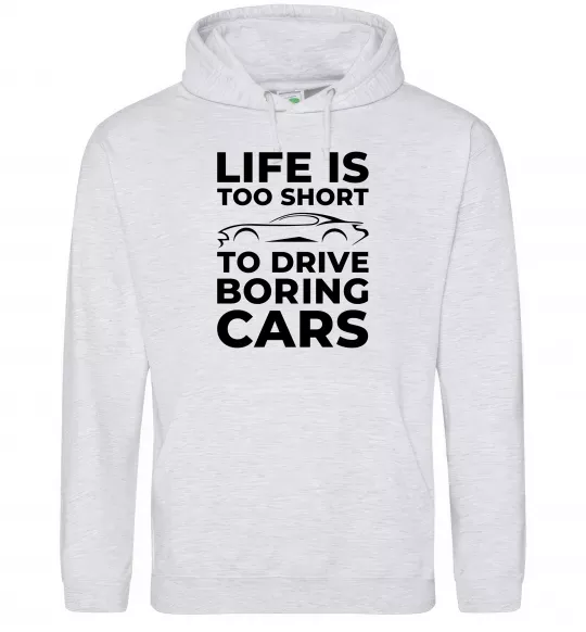 Чоловіча толстовка (худі) Life is to short to drive boring cars Сірий меланж фото