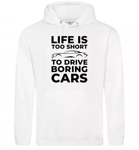 Женская толстовка (худи) Life is to short to drive boring cars Белый фото