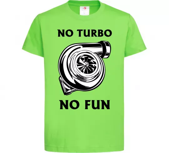 Дитяча футболка No turbo, no fun Лаймовий фото