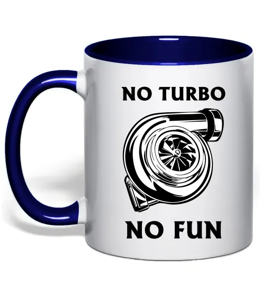 Чашка с цветной ручкой No turbo, no fun Глубокий темно-синий фото