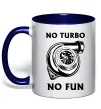 Чашка с цветной ручкой No turbo, no fun Глубокий темно-синий фото
