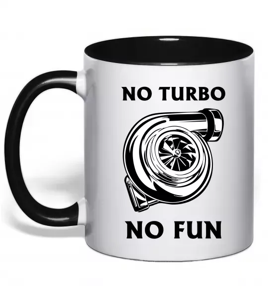 Чашка с цветной ручкой No turbo, no fun Черный фото