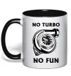 Чашка с цветной ручкой No turbo, no fun Черный фото