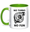 Чашка с цветной ручкой No turbo, no fun Зеленый фото