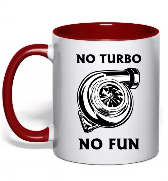 Чашка с цветной ручкой No turbo, no fun Красный фото