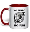 Чашка с цветной ручкой No turbo, no fun Красный фото