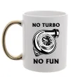 Чашка с цветной ручкой No turbo, no fun Золото фото