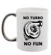Чашка с цветной ручкой No turbo, no fun Серебро фото