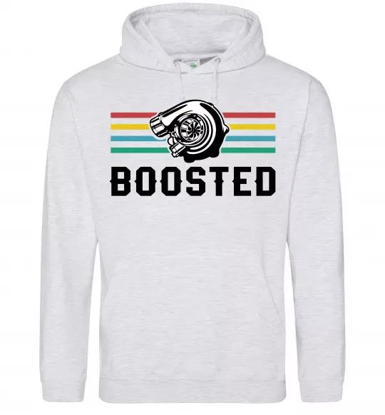 Женская толстовка (худи) Boosted tuning Серый меланж фото