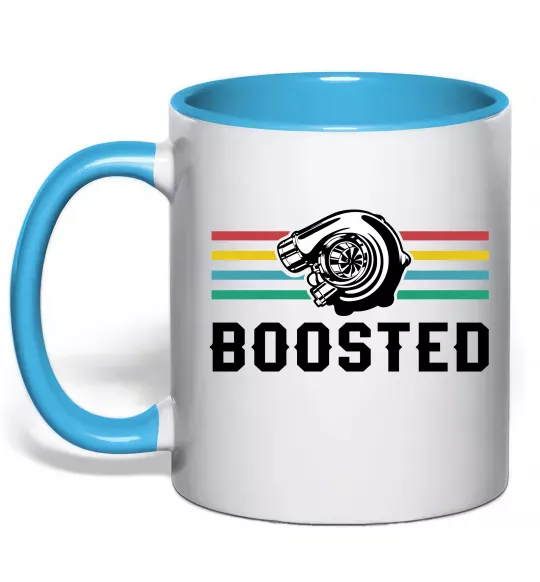 Чашка с цветной ручкой Boosted tuning Голубой фото