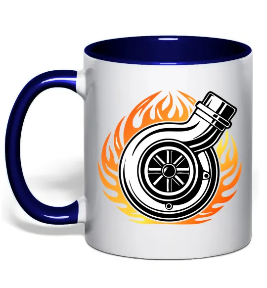 Чашка з кольоровою ручкою Тюнінг вогонь Глибокий темно-синій фото