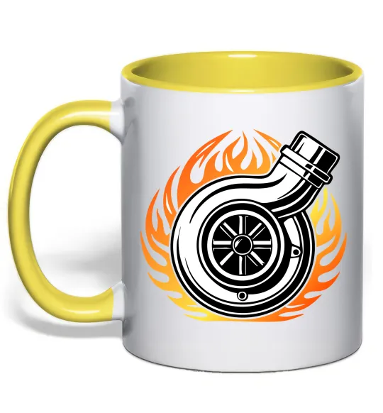 Чашка с цветной ручкой Тюнінг вогонь Лимонный фото